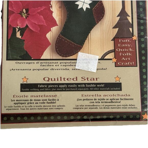 Hodge Podge Felt Applique Embroidery Quilted Star Christmas Stocking Kit NIP - Picture 3 of 5